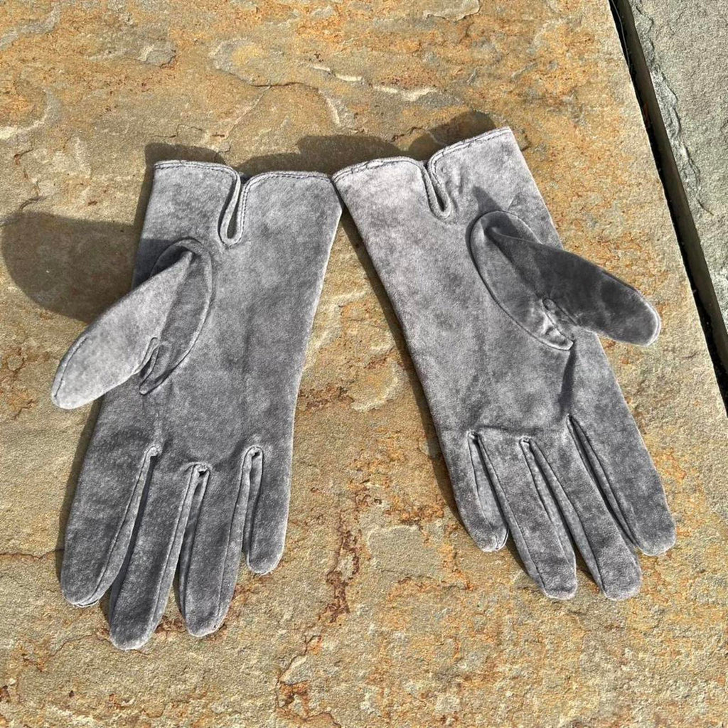 Vintage 90s Grey Suede Leather Gloves