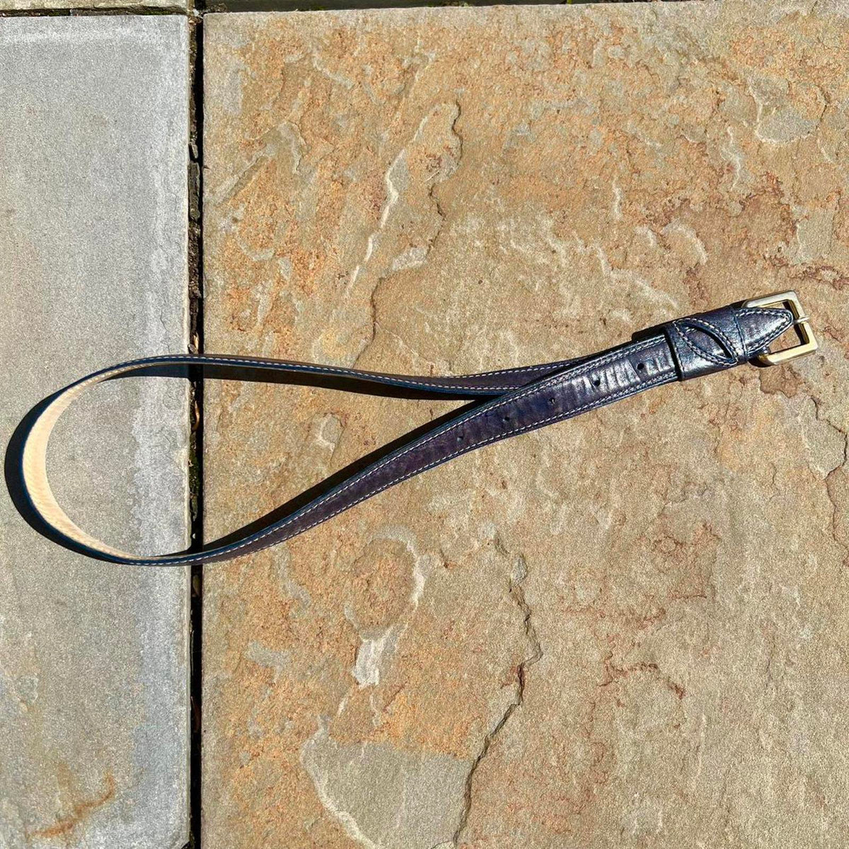 Vintage 90s Dark Blue Leather Belt