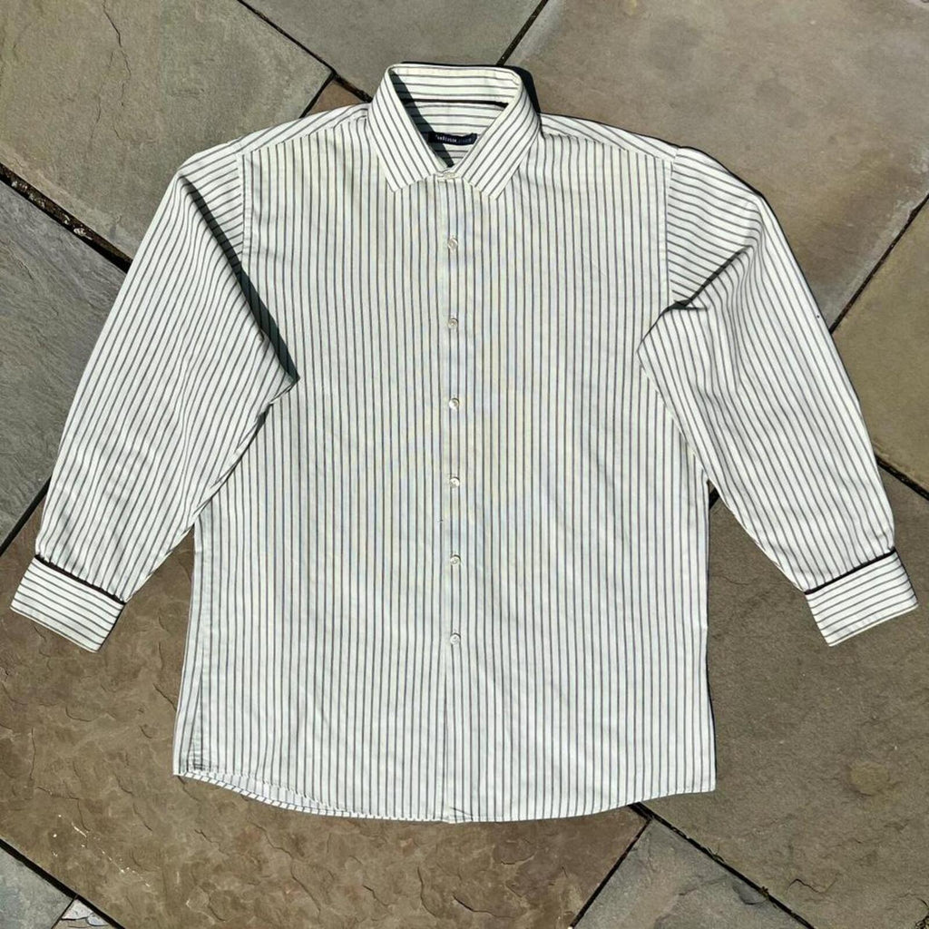 Y2K Neo-Vintage Pale Green/Burgundy Stripe Button Down Shirt