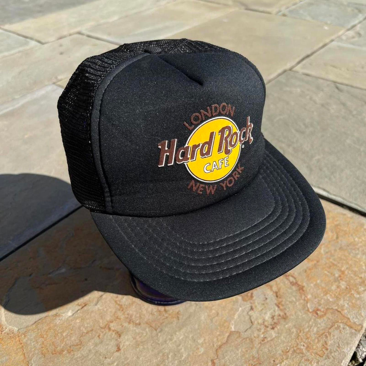 Vintage 90s Hard Rock Cafe Black Mesh Trucker Snapback Hat