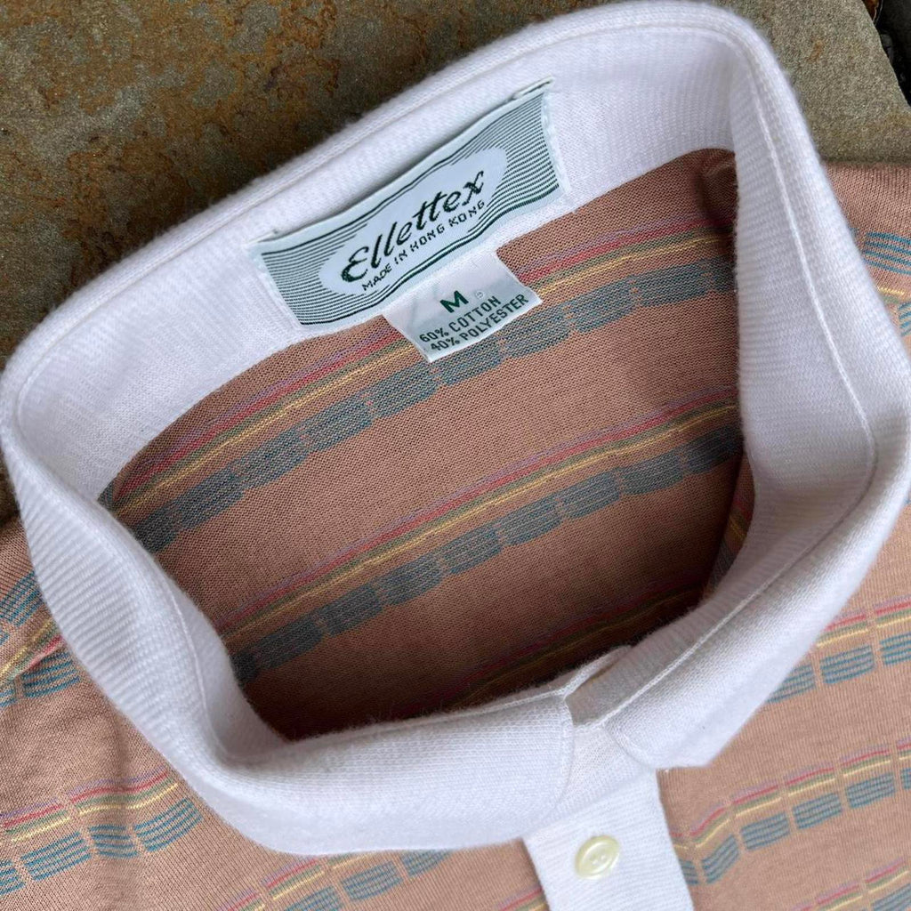 Vintage 80s Multi Stripe Contrast Collar Polo
