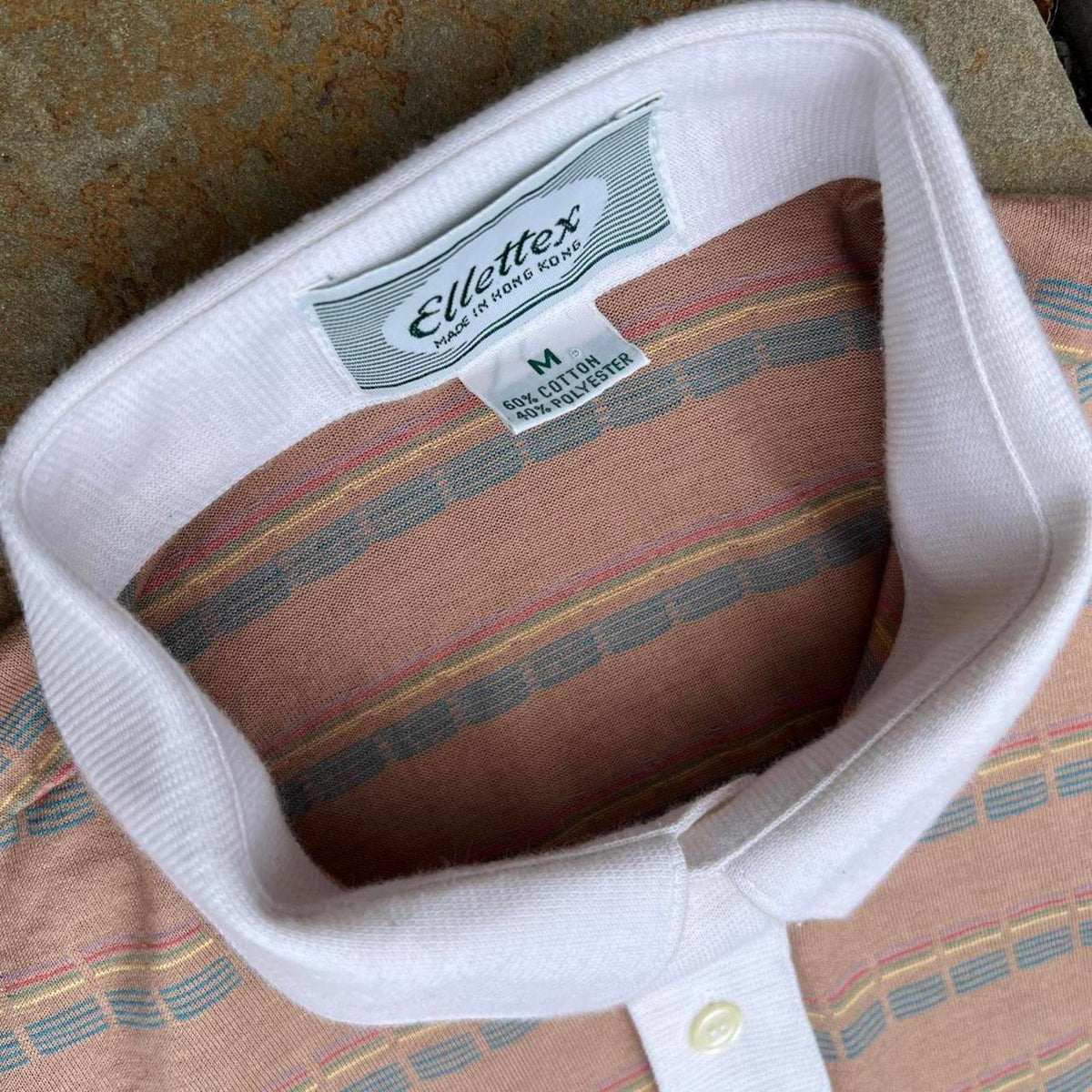 Vintage 80s Multi Stripe Contrast Collar Polo