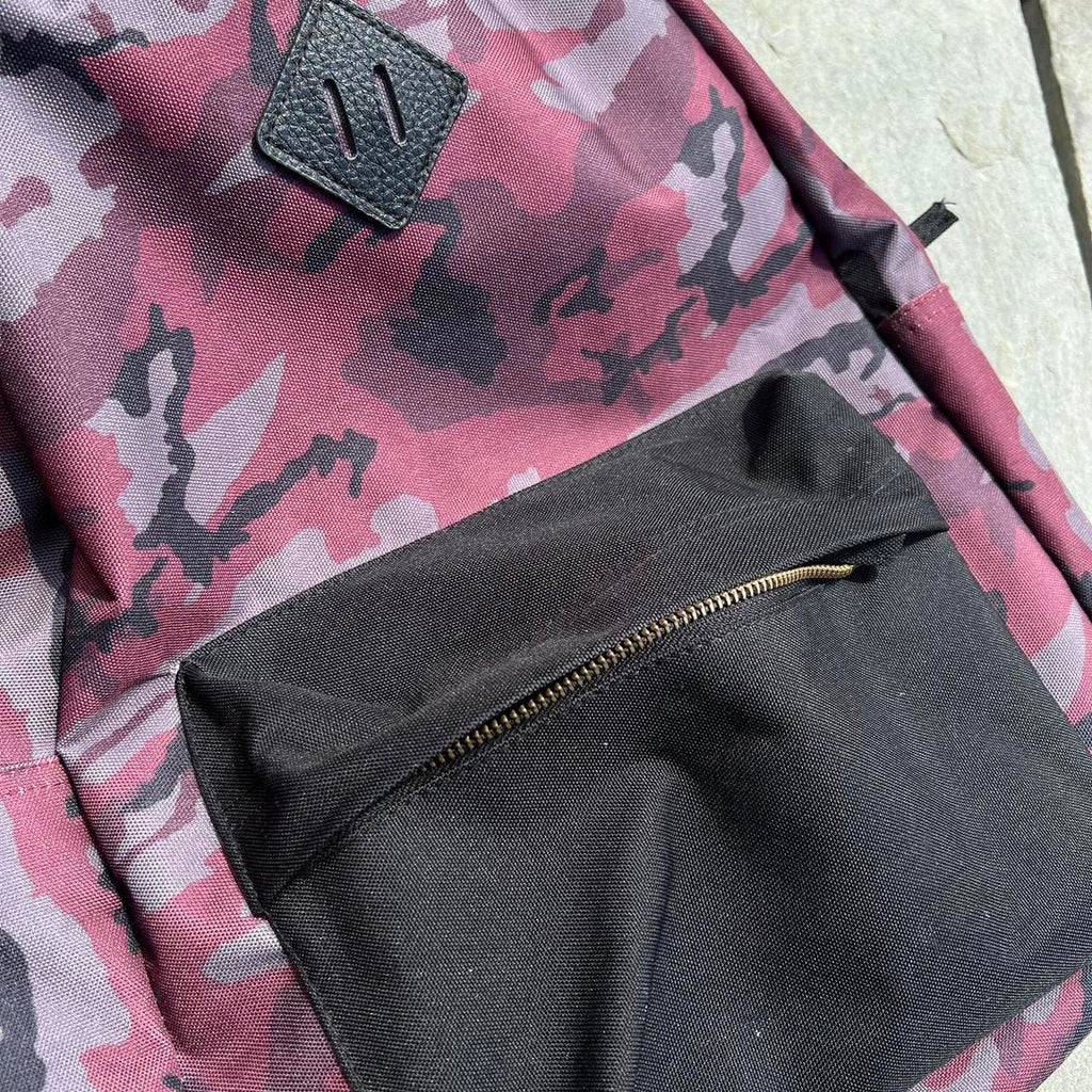 Red Camo Canvas Backpack w/ Black Front Pocket