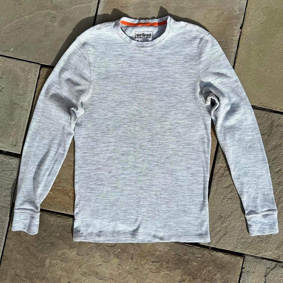 Y2K Light Grey Heather Waffle Knit Thermal