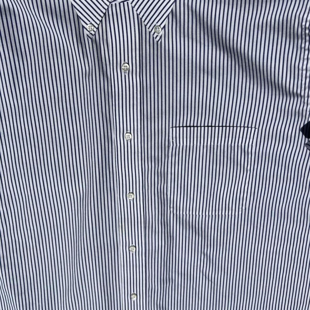 Neo-Vintage 90s Blue White Vertical Stripe Button Down Shirt