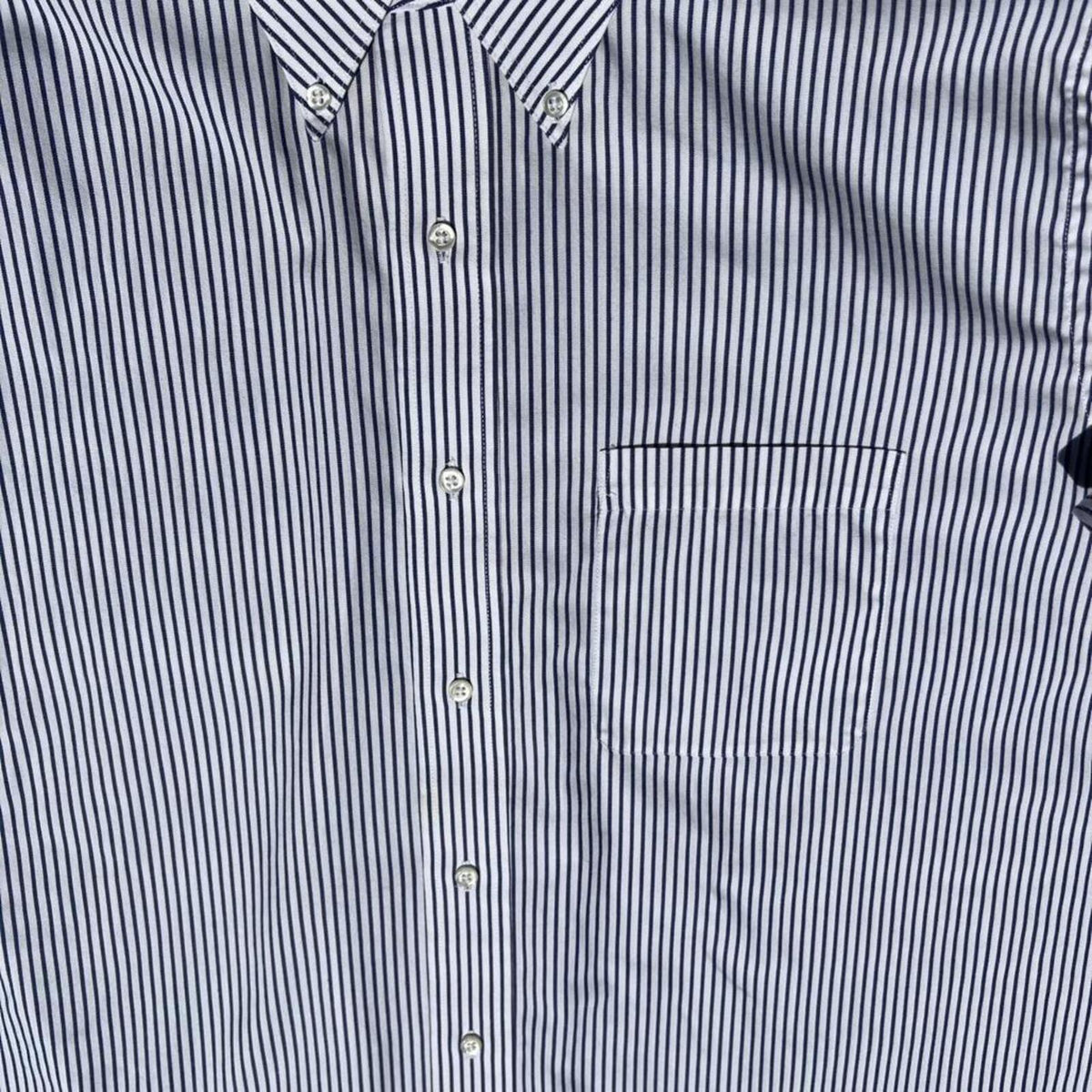 Neo-Vintage 90s Blue White Vertical Stripe Button Down Shirt