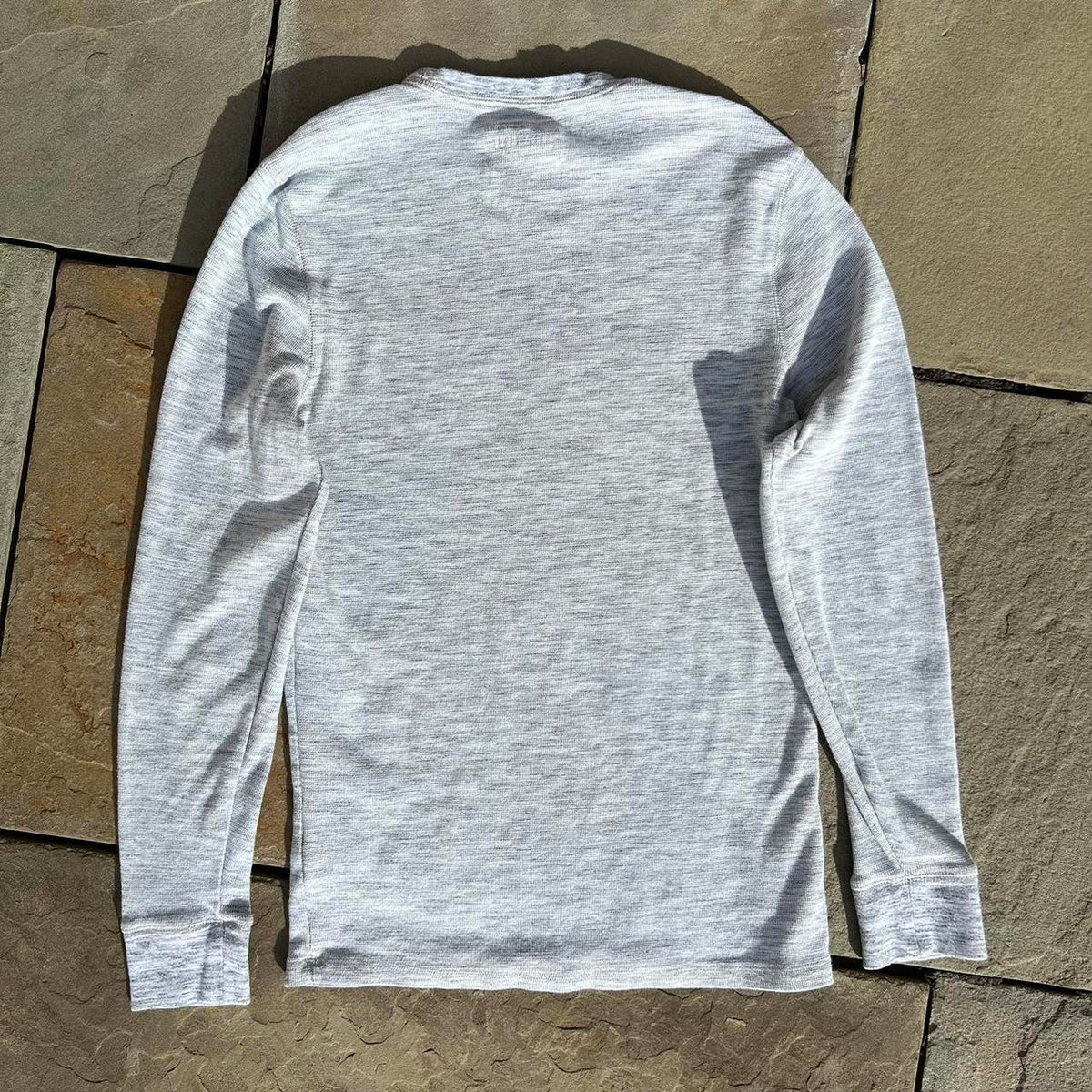 Y2K Light Grey Heather Waffle Knit Thermal