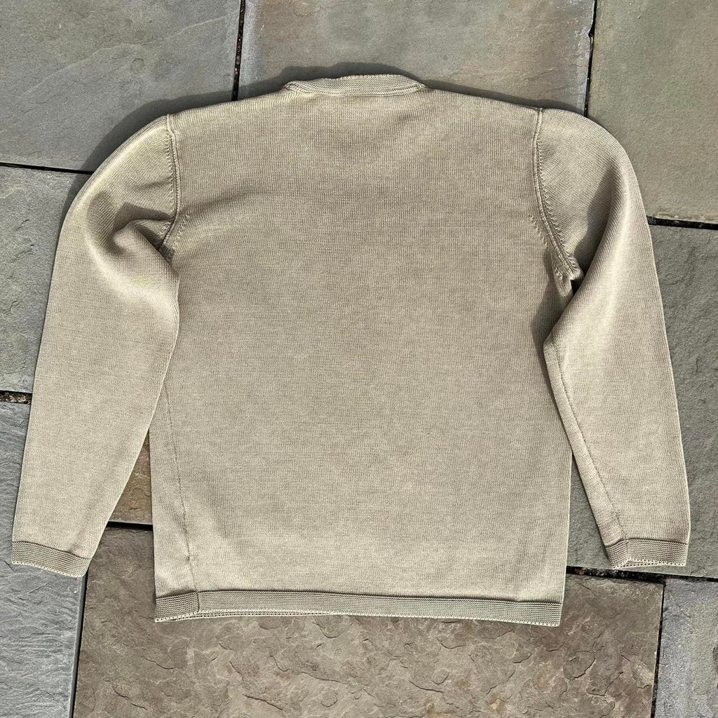 Garment Dyed Tan Knit Crewneck Sweater