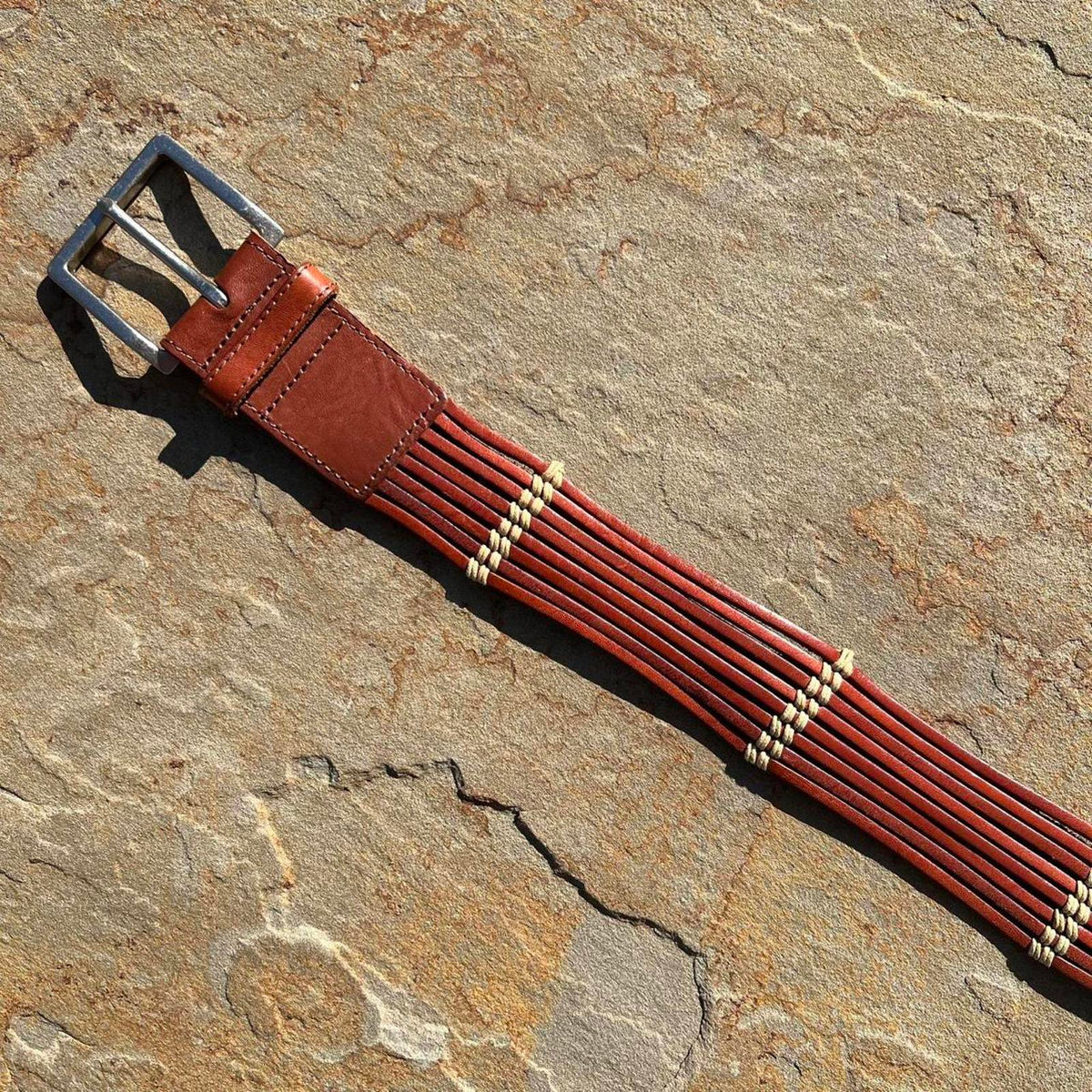 Brown Leather Lace Boho Belt