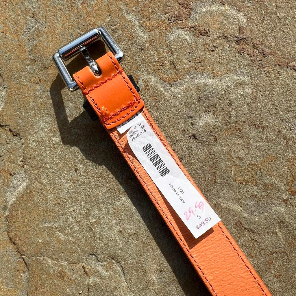 NWT Orange Tan Navy Colorblock Leather Belt Made in Italy