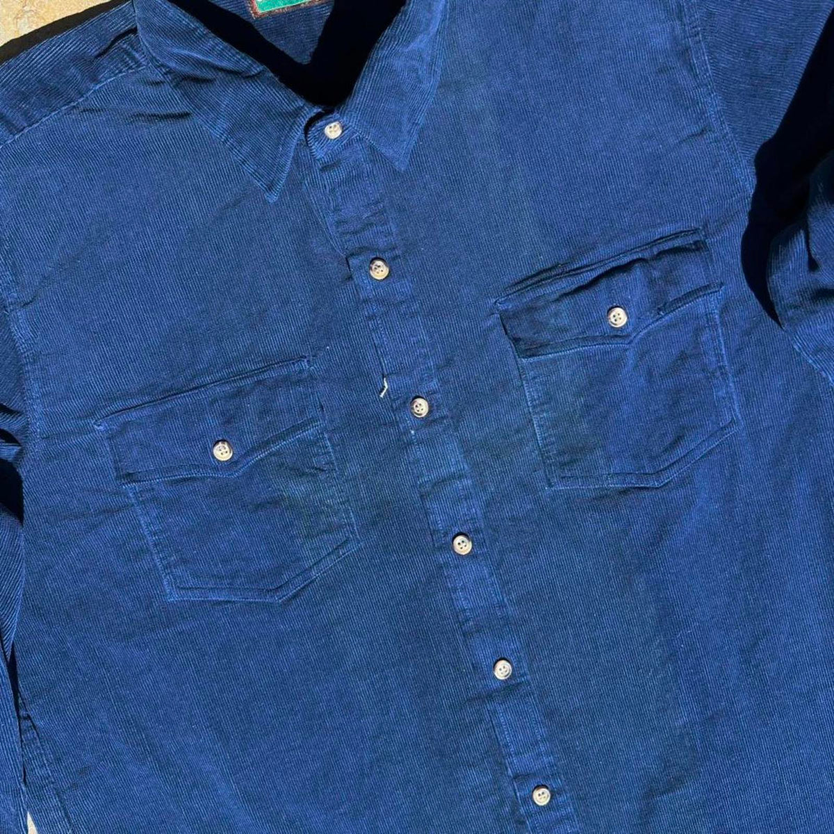 Deadstock Vintage 90s Royal Blue Corduroy Button Down Shirt