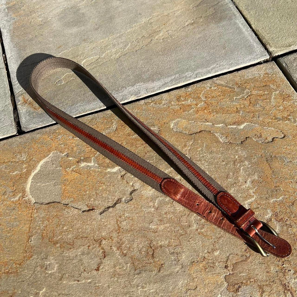 Y2K Canvas and Leather Brown Belt Made in USA