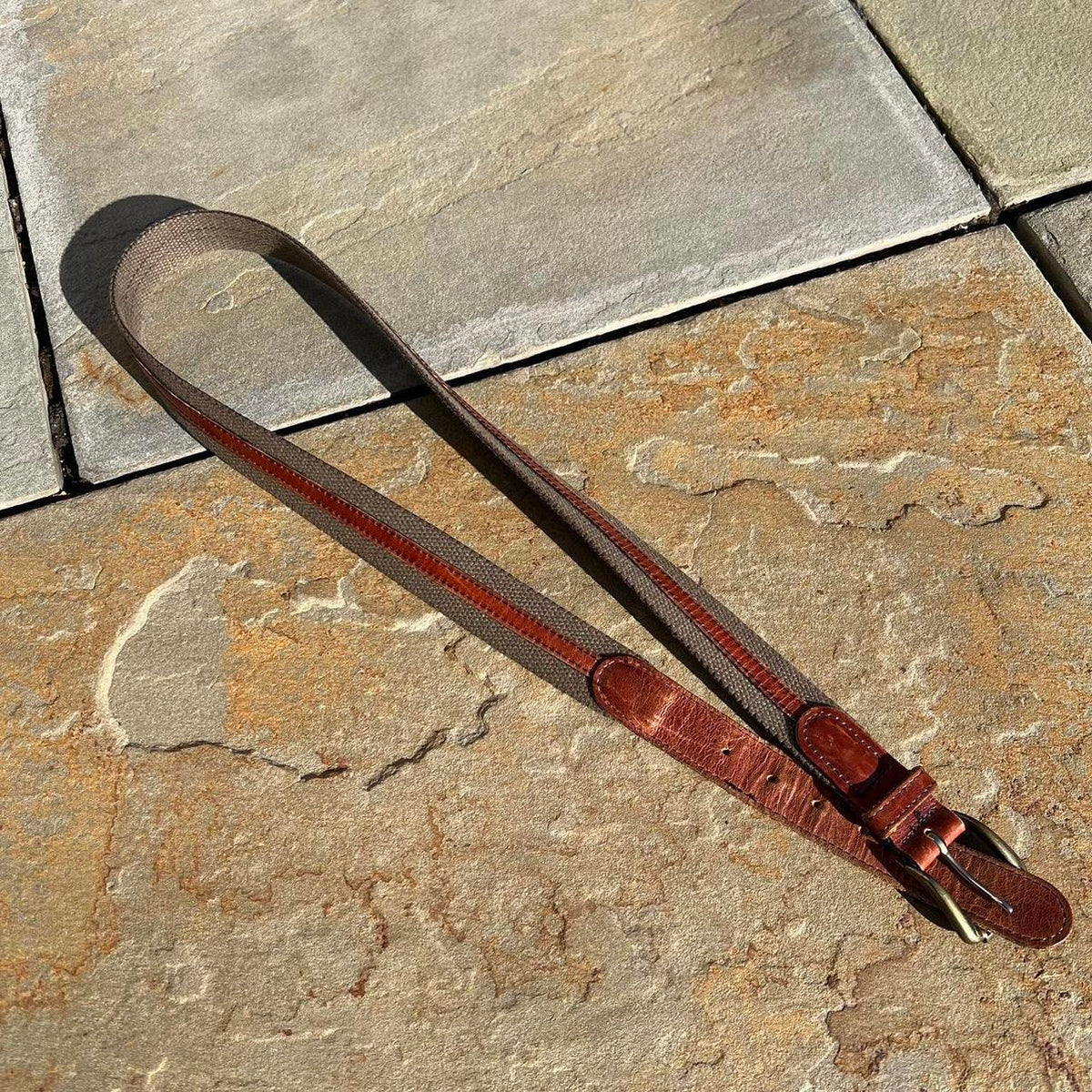 Y2K Canvas and Leather Brown Belt Made in USA