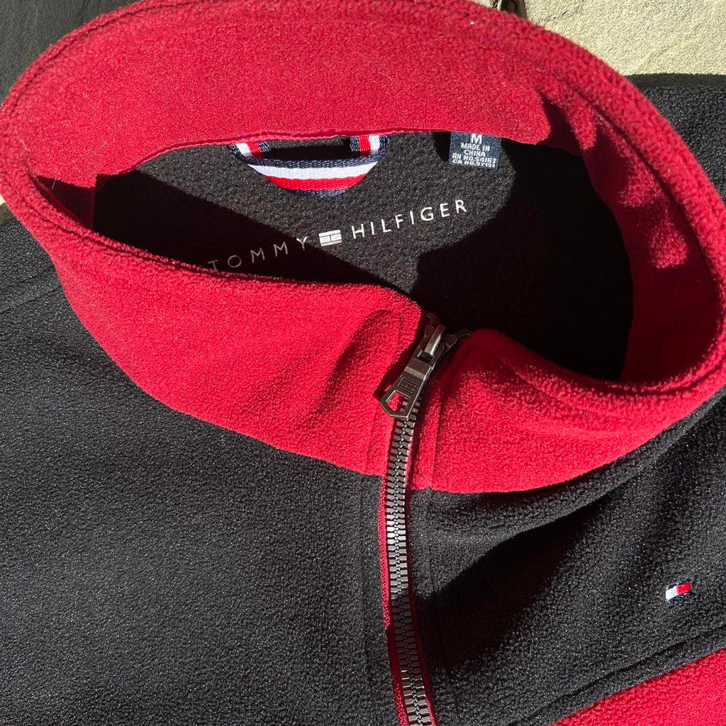Tommy Hilfiger Red and Black Colorblock Fleece Jacket