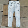 True Religion Distressed Light Wash Slouchy Tapered Jeans 32