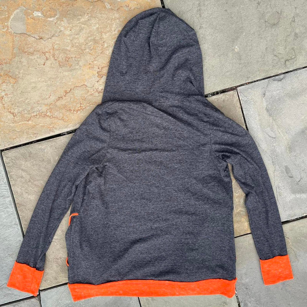University of Miami Grey Heather + Orange Open Hoodie
