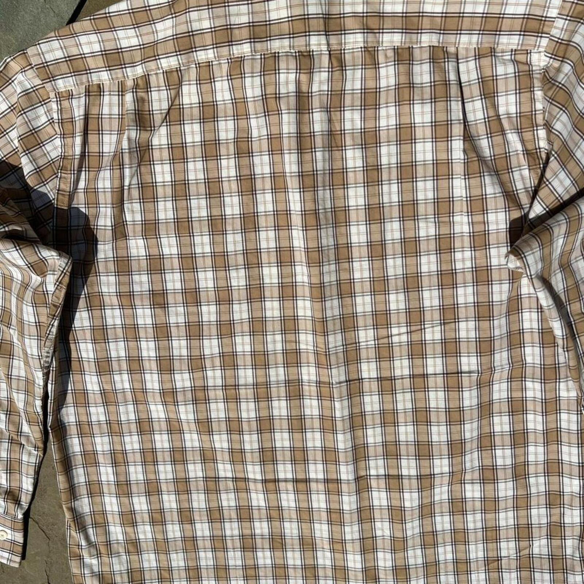 Vintage 80s Tan Brown Plaid Button Down Shirt