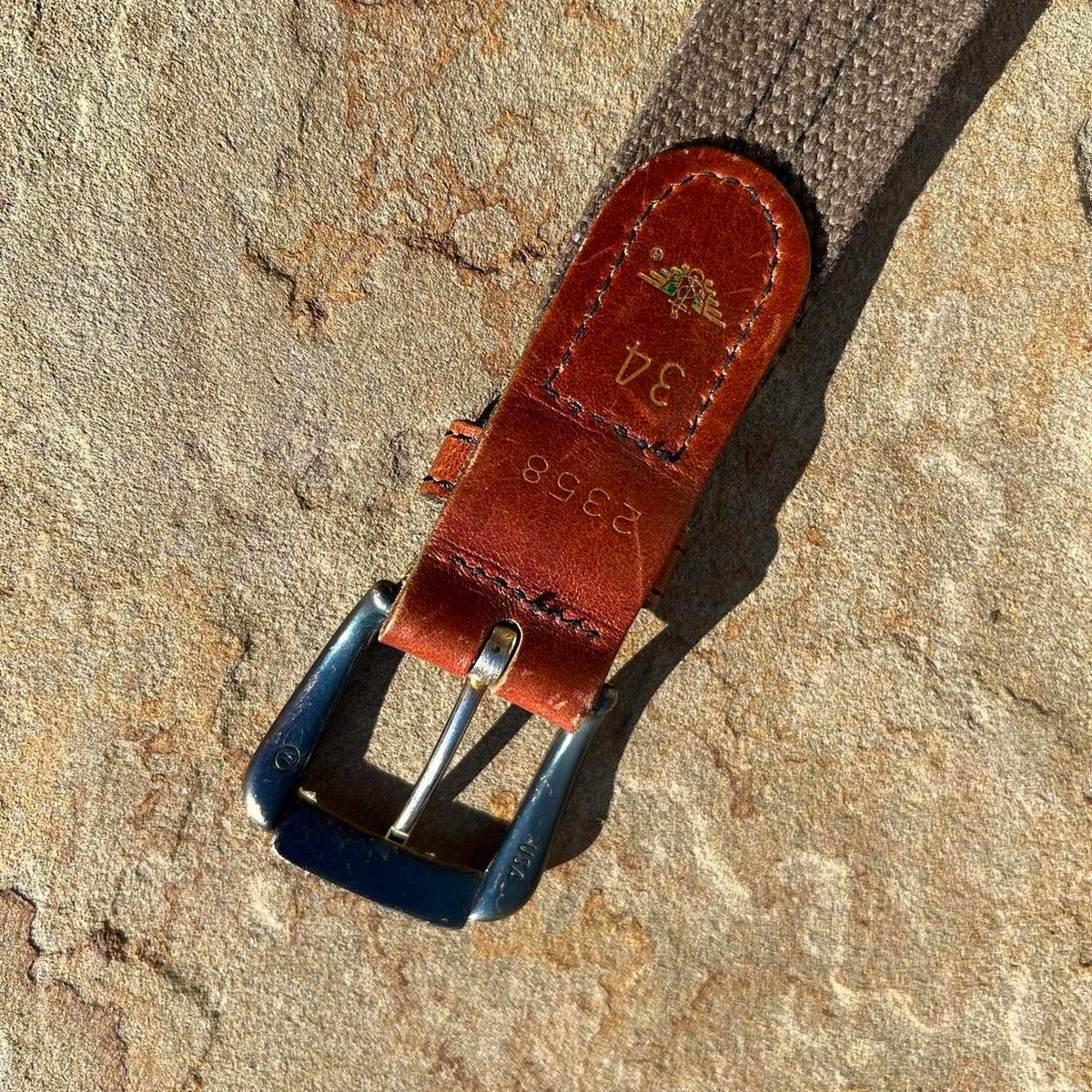Y2K Canvas and Leather Brown Belt Made in USA