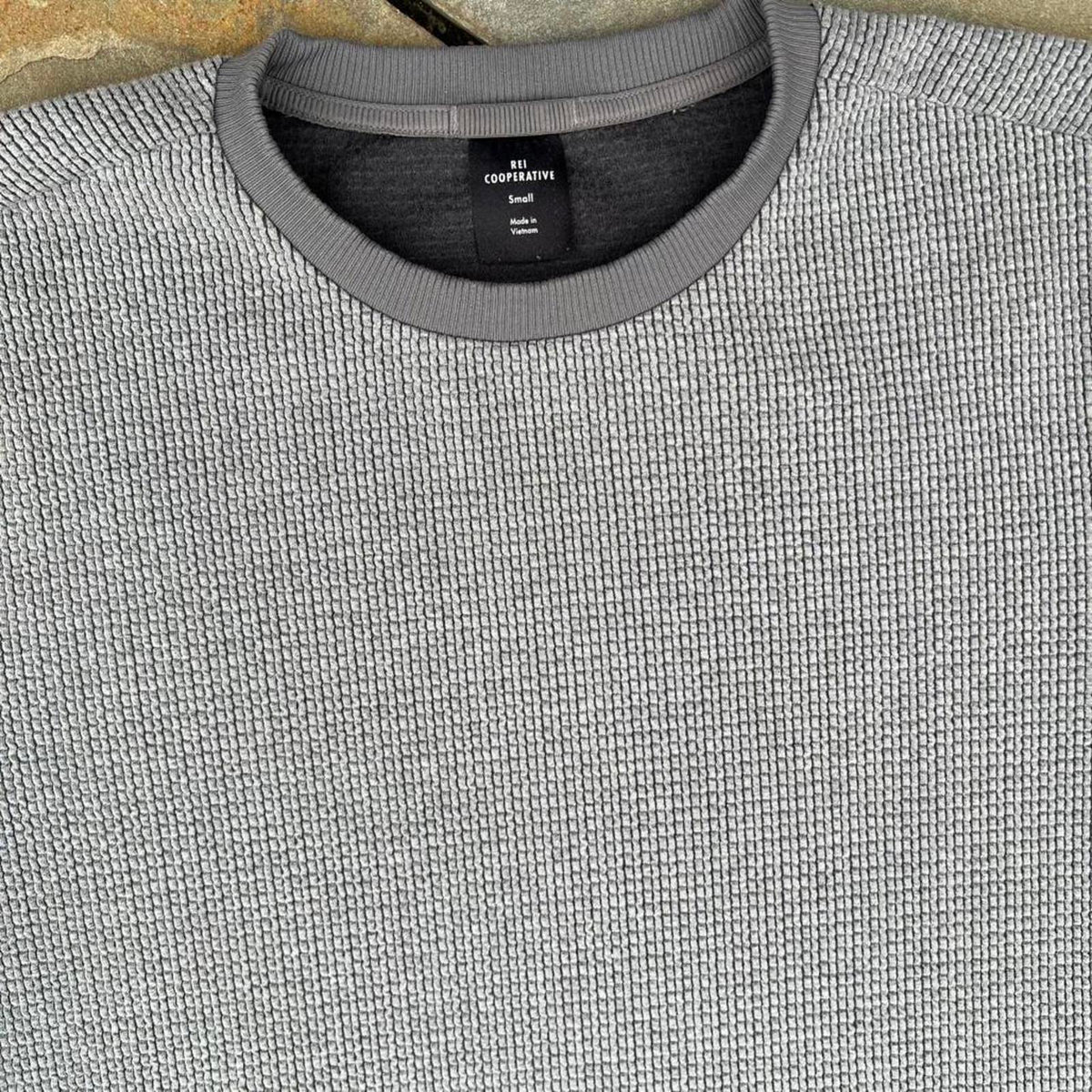 Minimalist Gorpcore Grey Textured Knit Crewneck Sweatshirt