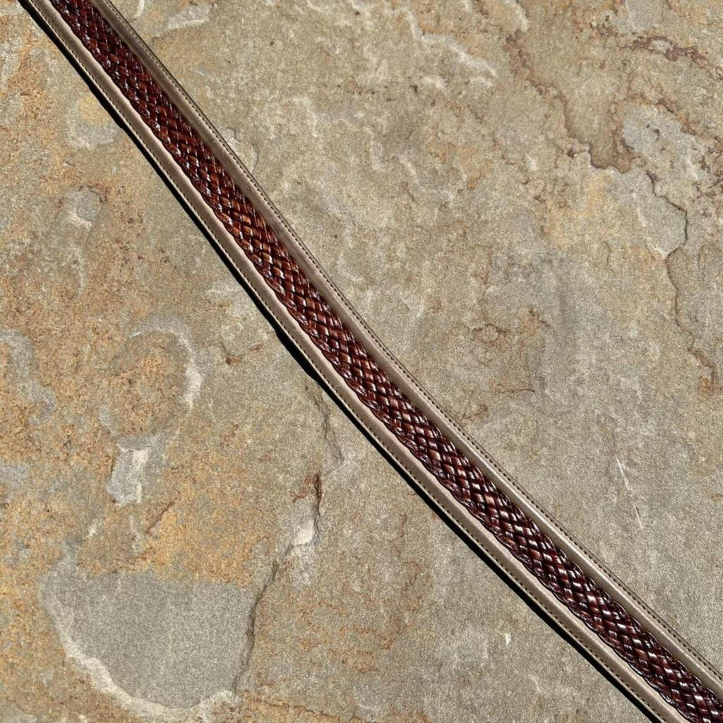 Y2K Tan + Brown Two Tone Leather Metal Tip Belt
