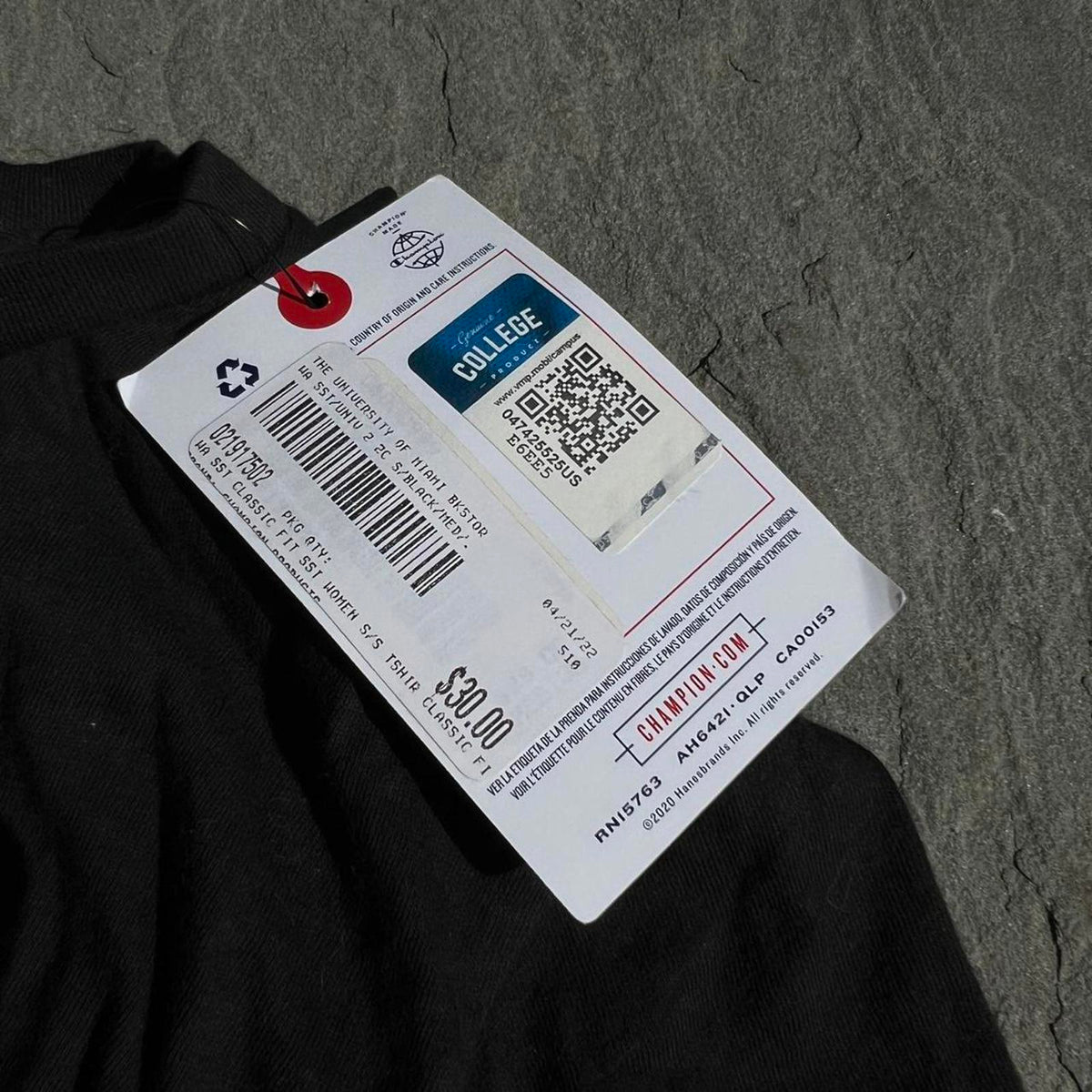 NWT University of Miami Black T-shirt