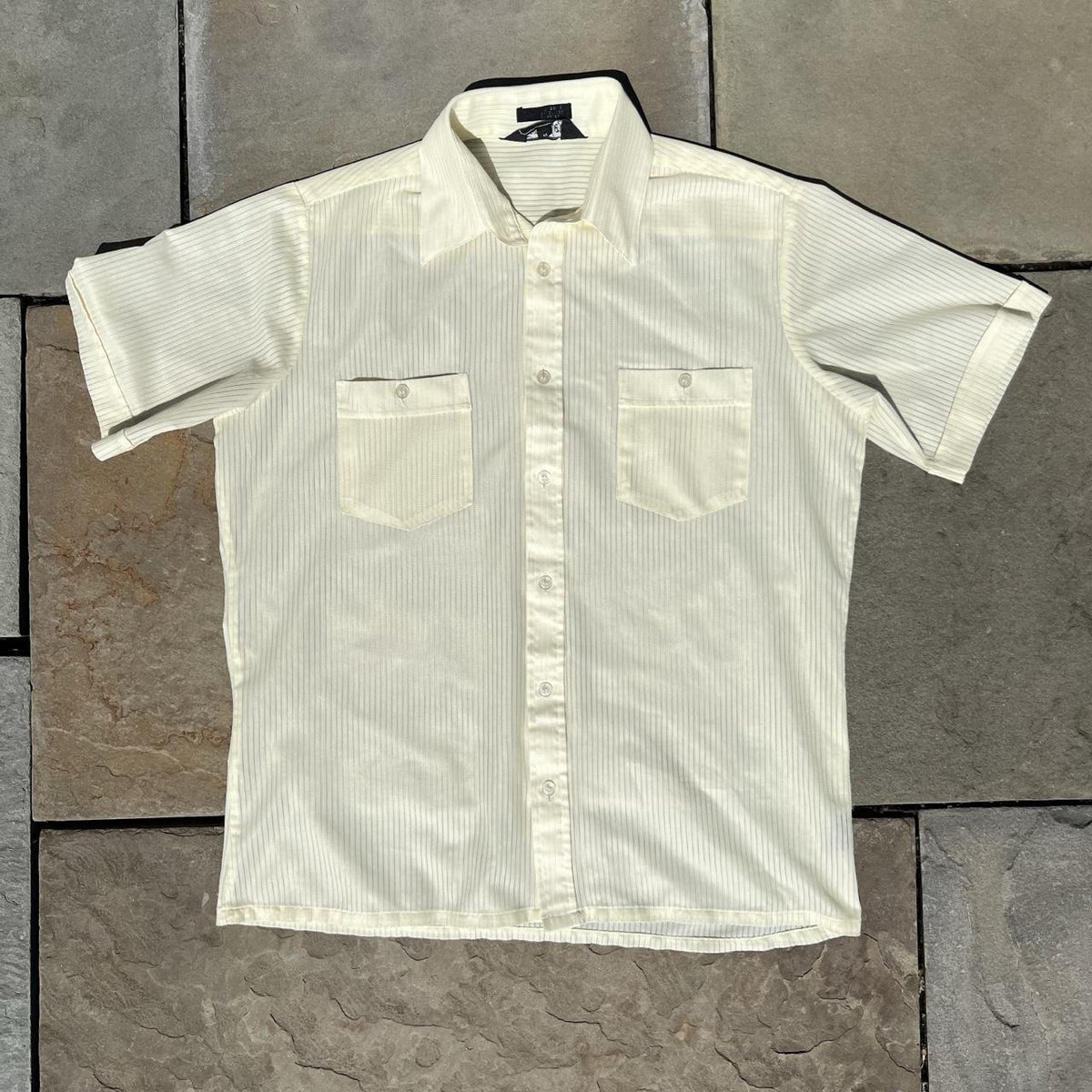 Vintage 80s Yellow Vertical Mesh Club Shirt