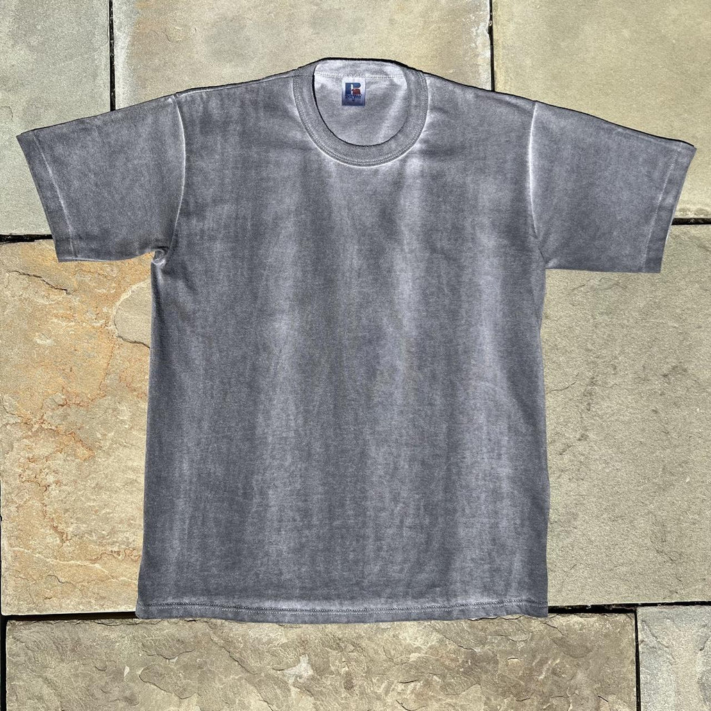 Vintage 90s Russel Black Grey Overdye Tee Made in USA