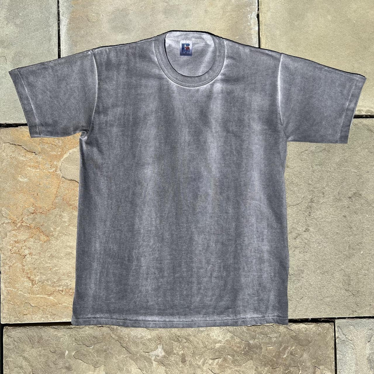 Vintage 90s Russel Black Grey Overdye Tee Made in USA