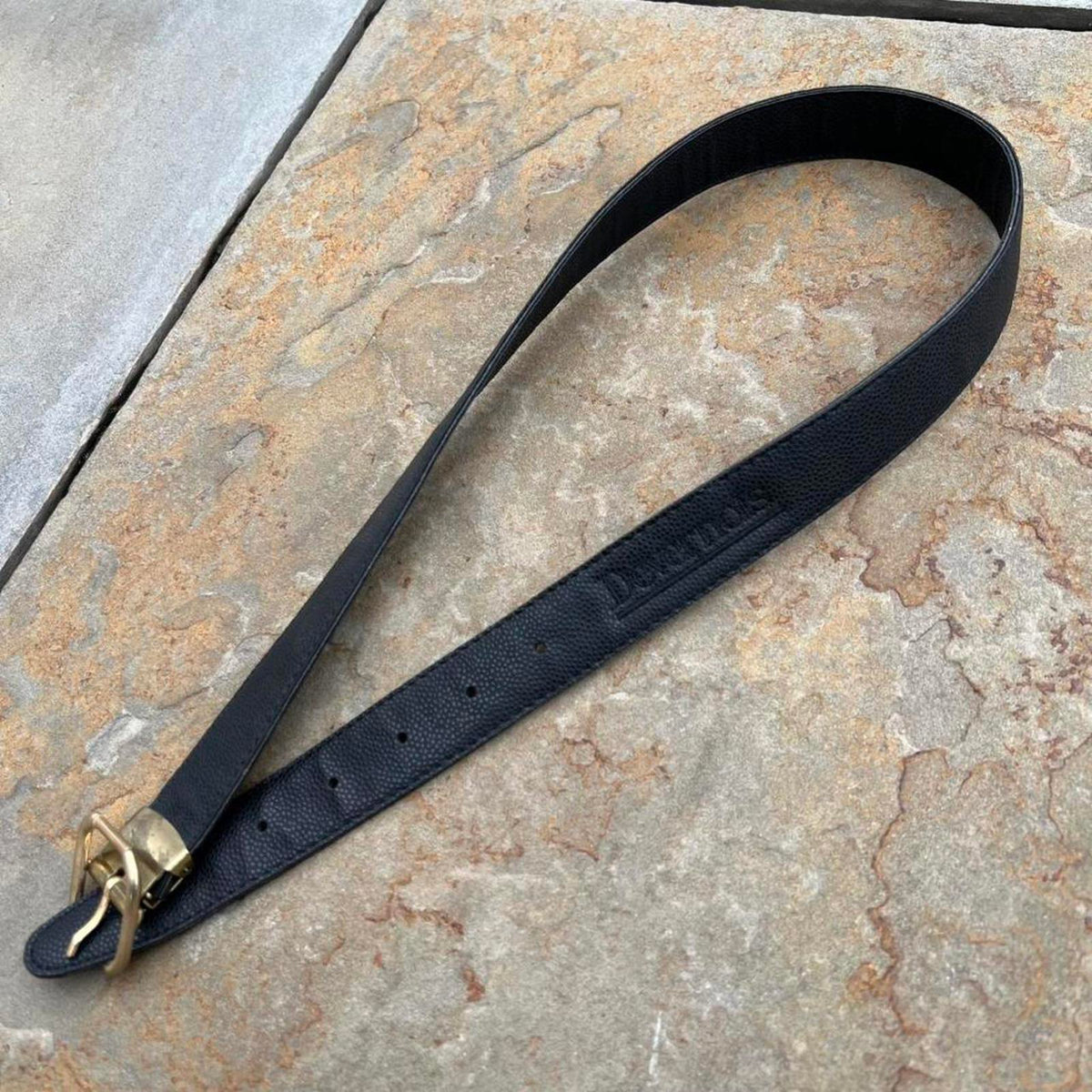Vintage 80s Black Embossed Faux Leather Belt