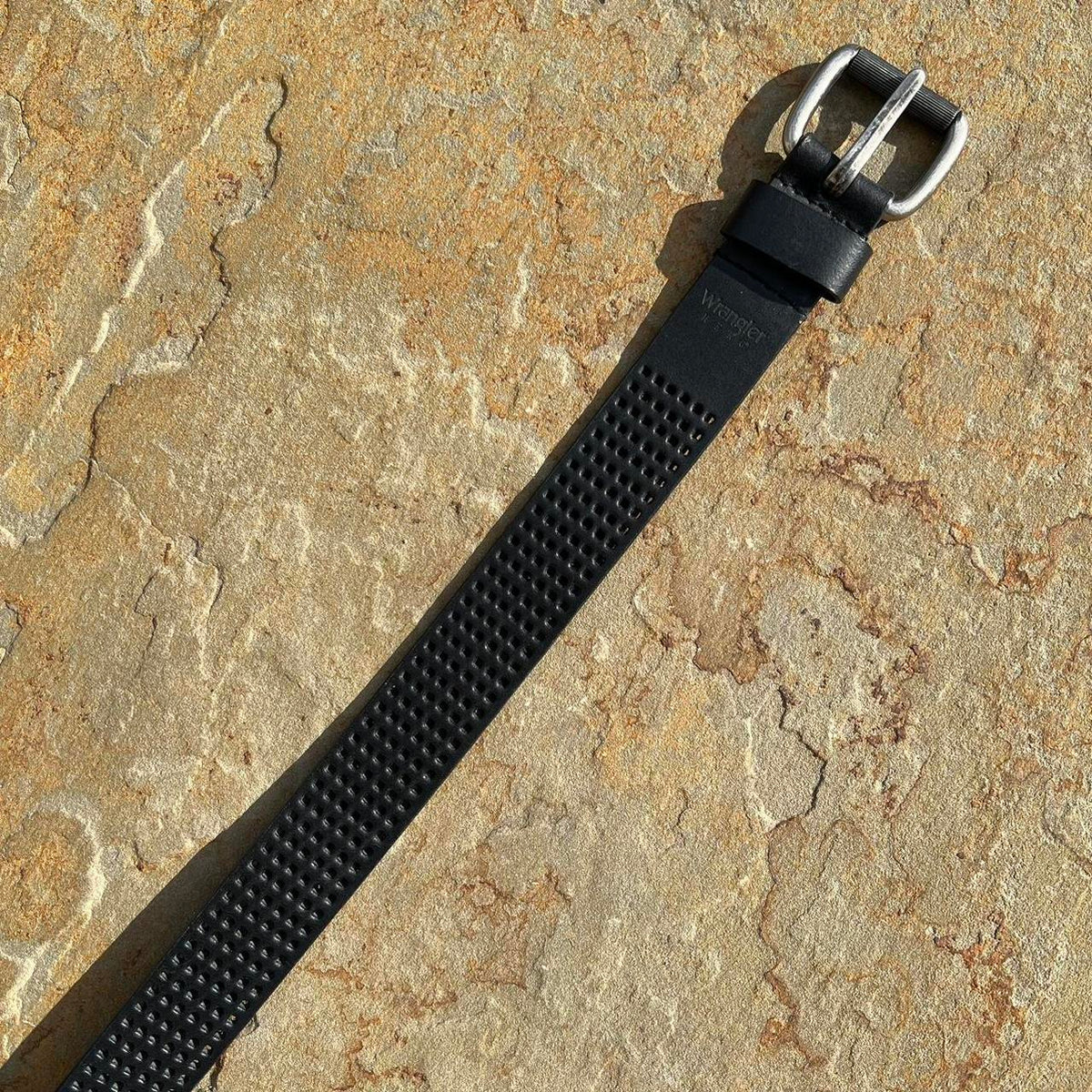 Minimalist Grunge Black Leather Mesh Belt