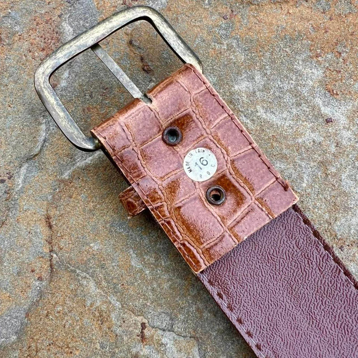 Vintage 90s BrownCroc Embossed Faux Leather Belt