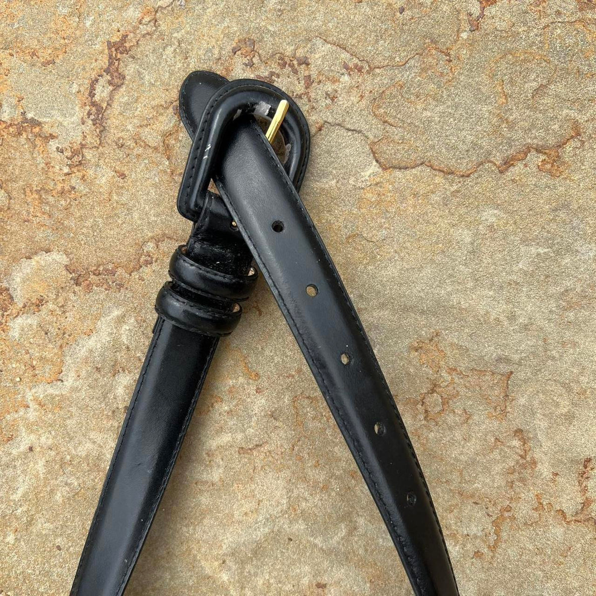 Y2K Black Full Leather Belt
