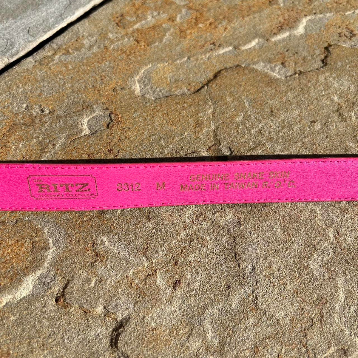 Vintage 80s Genuine Snake Skin Pink Belt