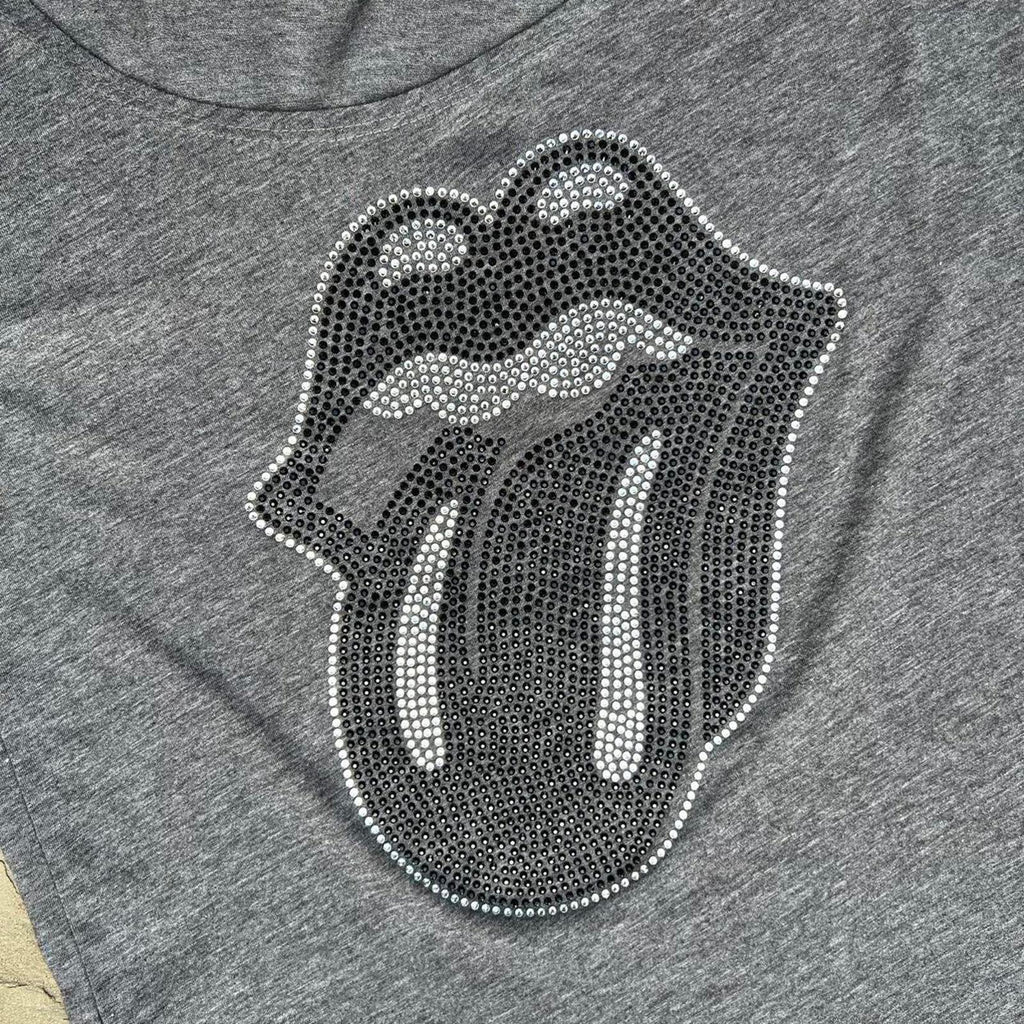 The Rolling Stones Rhinestone Bejeweled Lips Logo Tank Top