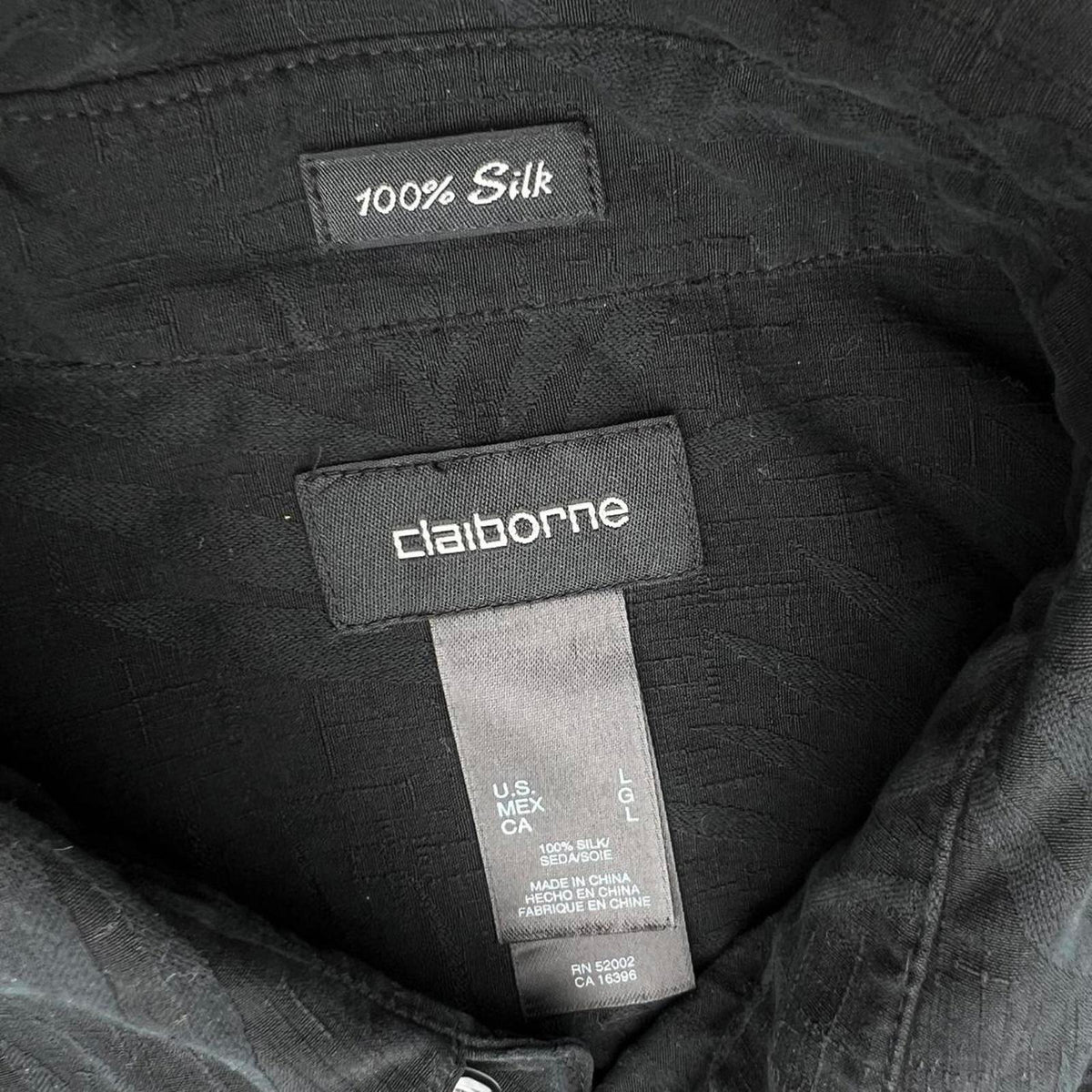 Y2K Black Silk Tonal Palm Pattern Shirt