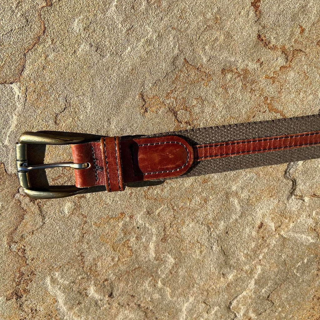Y2K Canvas and Leather Brown Belt Made in USA