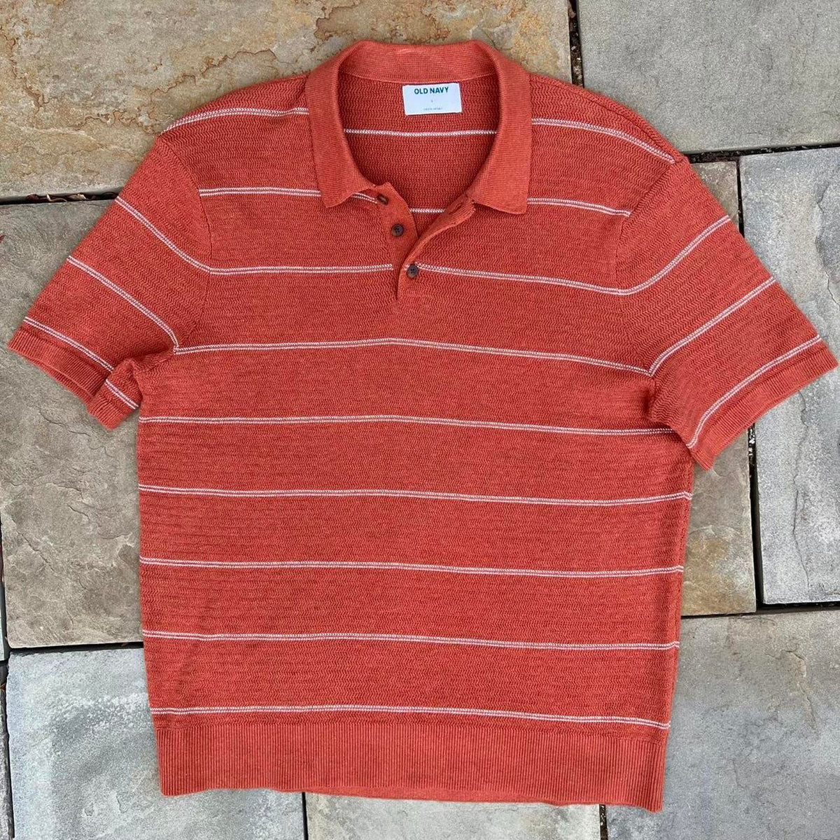 Old Navy Men's Orange and White Jumper