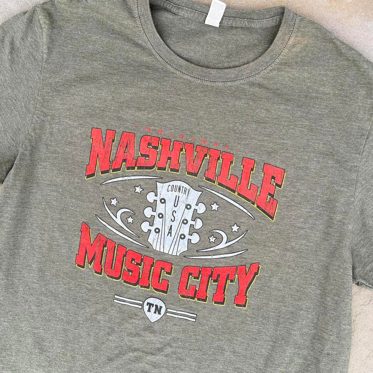 Nashville Tennessee  USA Country Music City Olive Green Tee