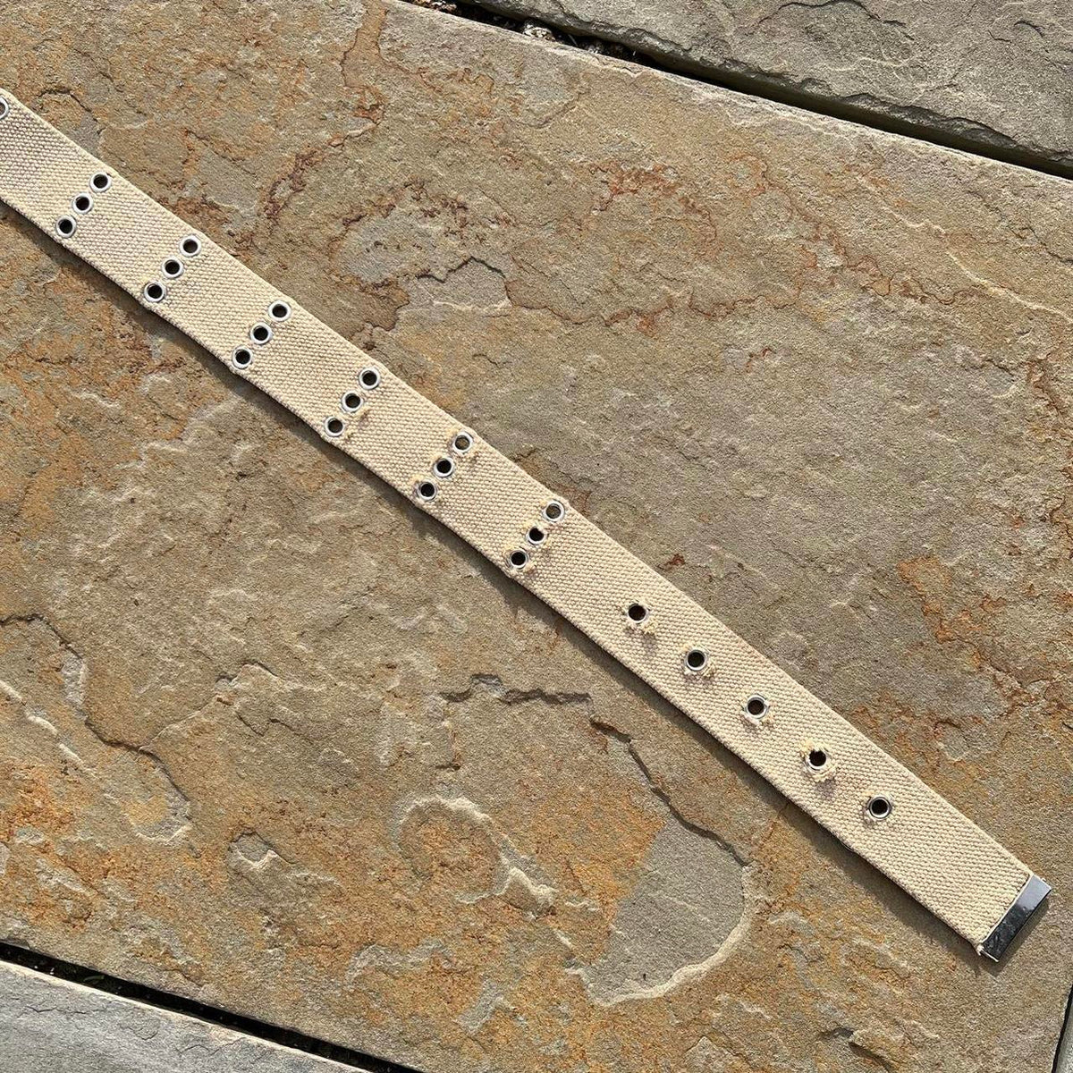 Y2K Woven Canvas Grunge Belt w/ Metal Chain