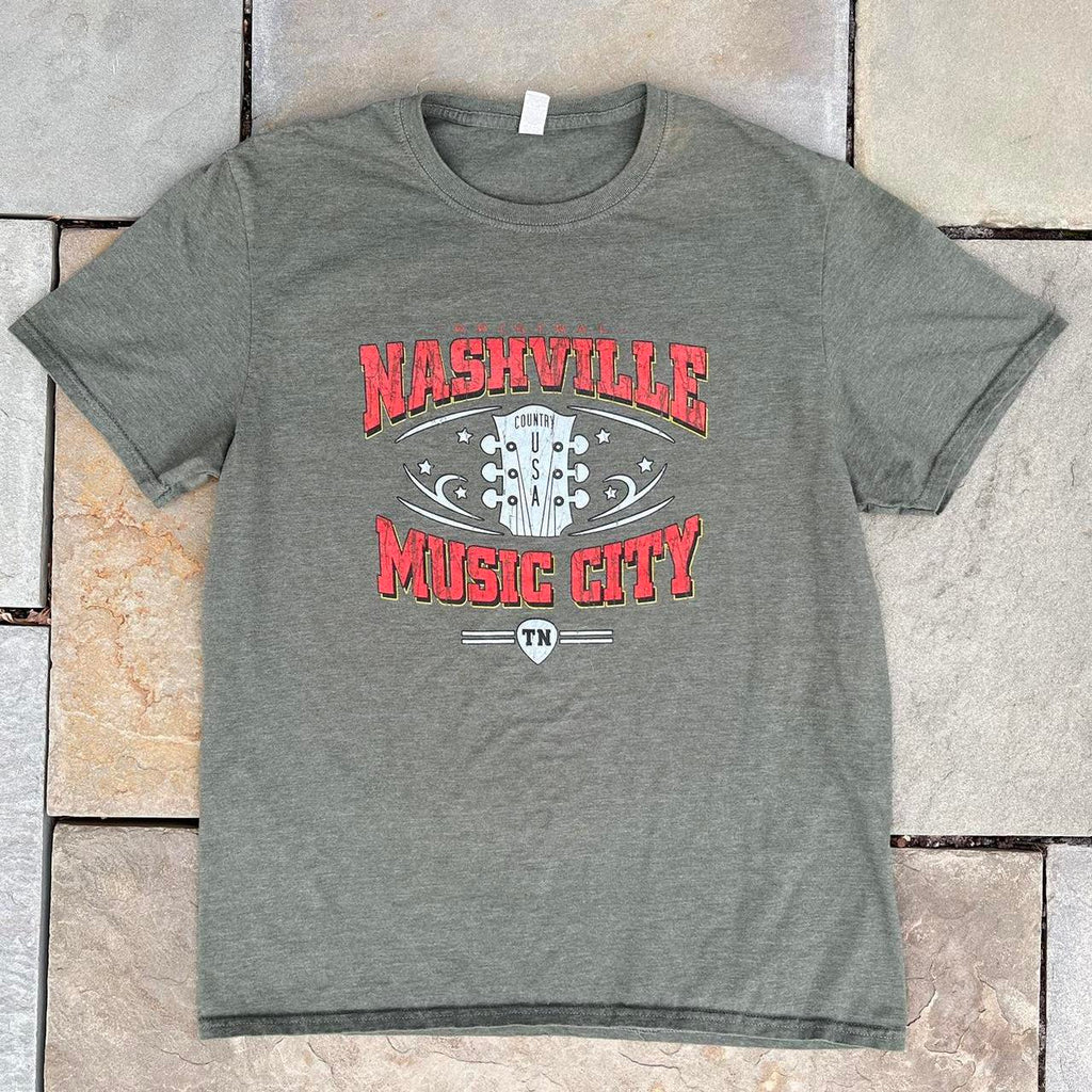 Nashville Tennessee  USA Country Music City Olive Green Tee