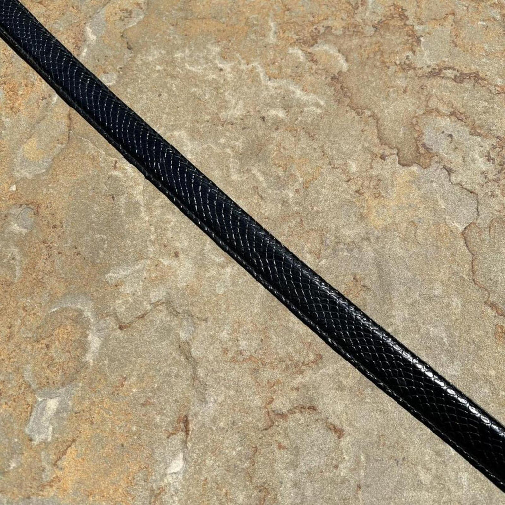 Neo-Vintage Y2K Black Crocodile Embossed Faux Leather Belt