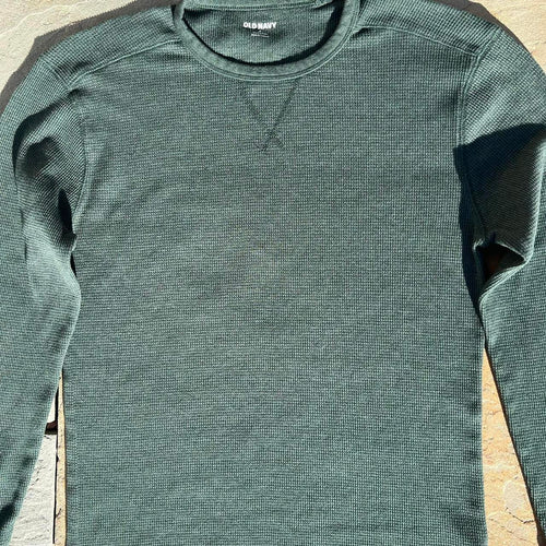 Dark Green Heather Waffle Knit Thermal
