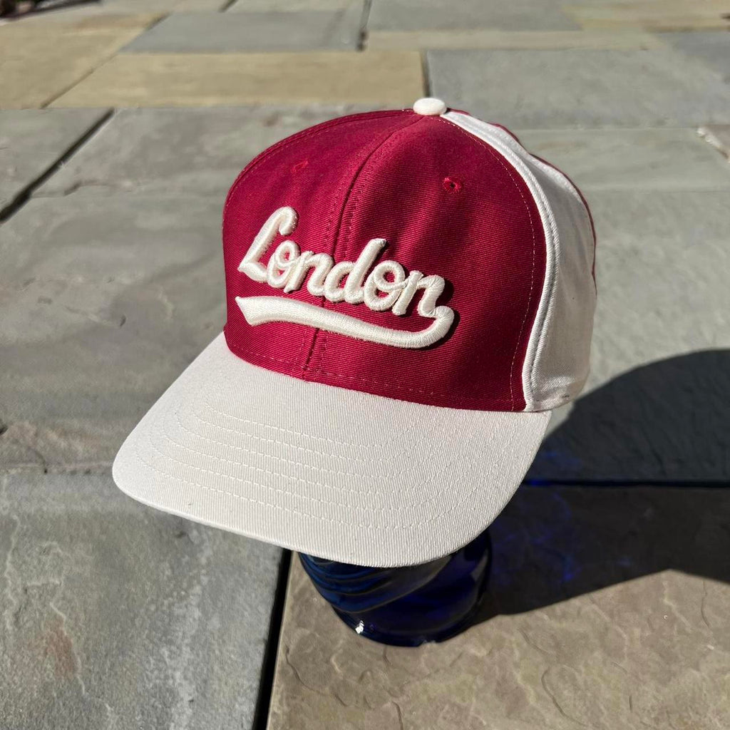 Vintage 90s London Maroon and Cream SnapBack Hat
