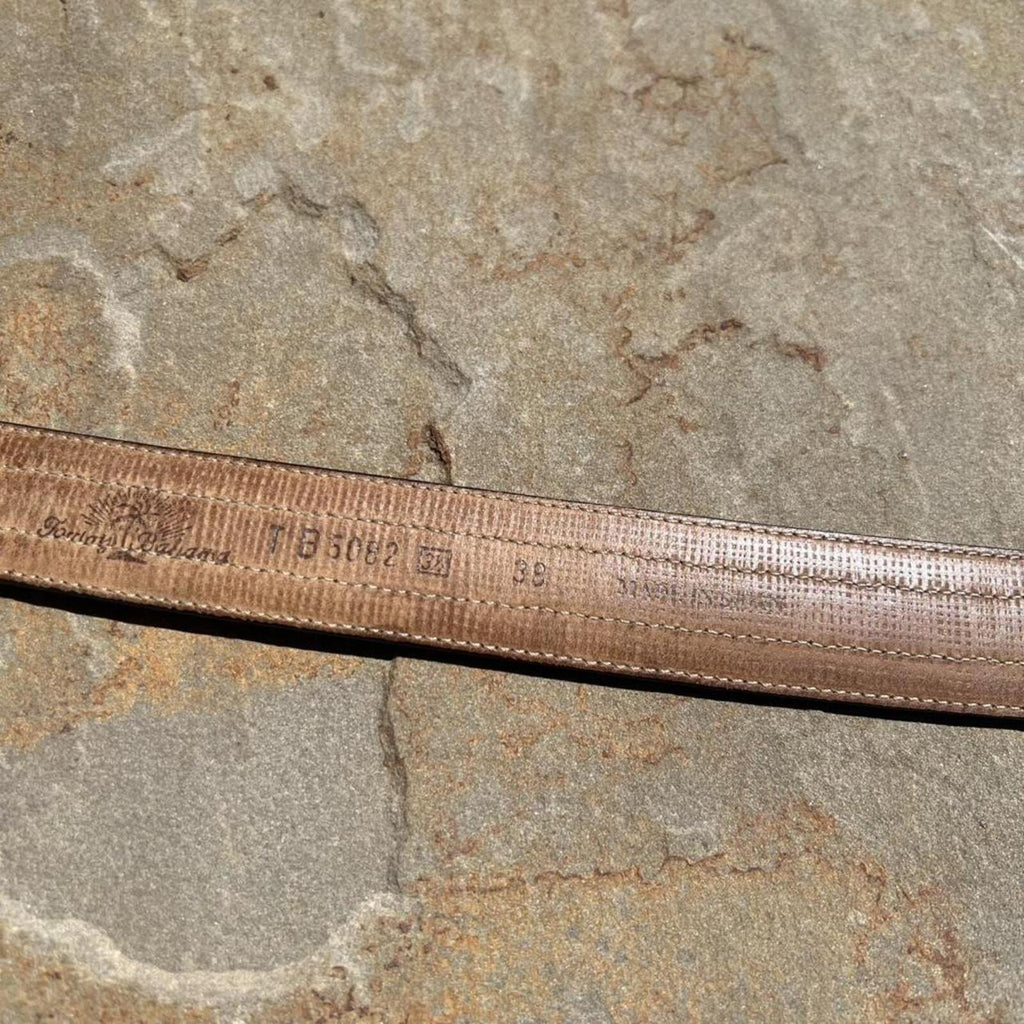 Y2K Tan + Brown Two Tone Leather Metal Tip Belt