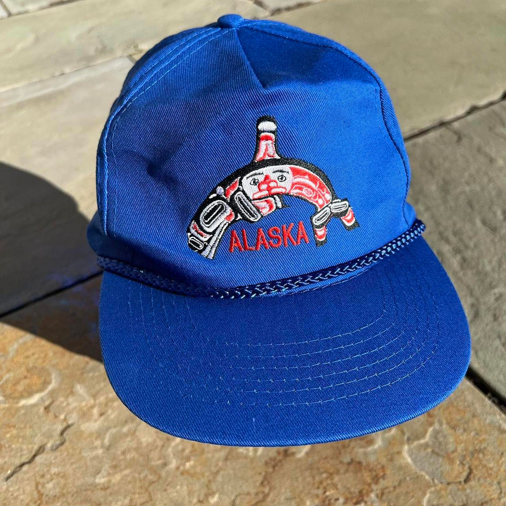 Neo-Vintage 90s Blue Alaska Whale Rope Snap Back Dad Hat