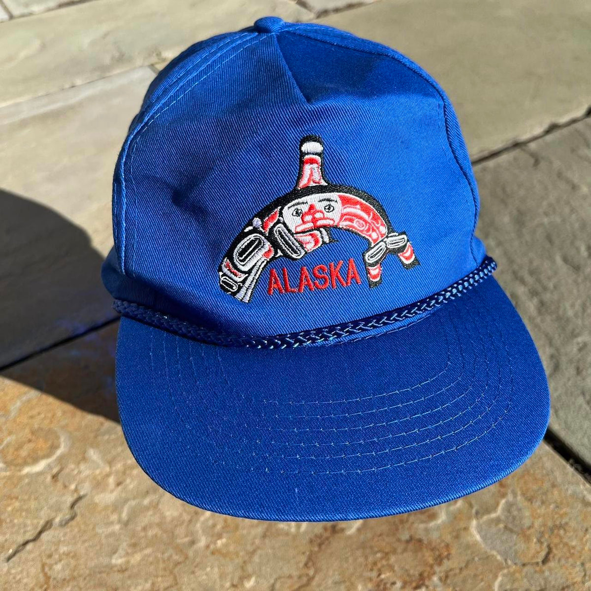 Neo-Vintage 90s Blue Alaska Whale Rope Snap Back Dad Hat