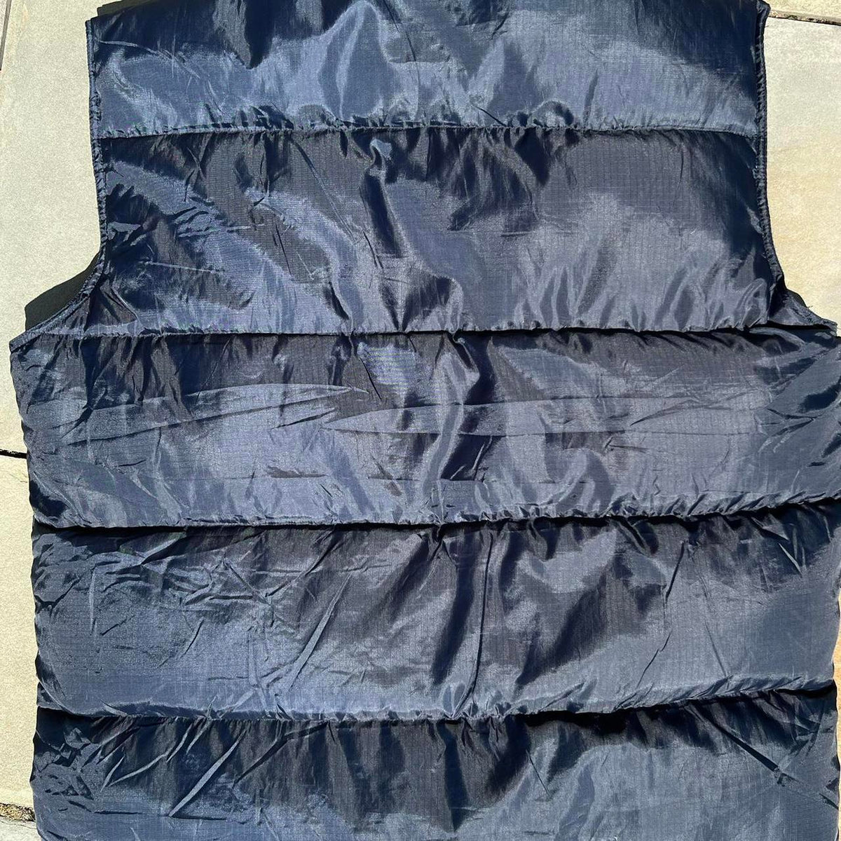 Y2K Ripstop Puffer Vest Navy Down Feather Fill
