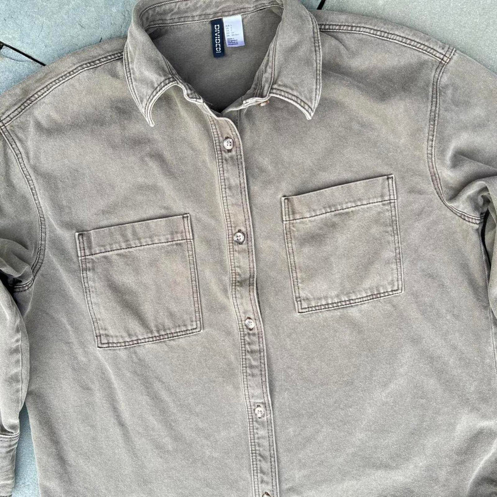 Khaki Olive Denim Utility Work Shirt