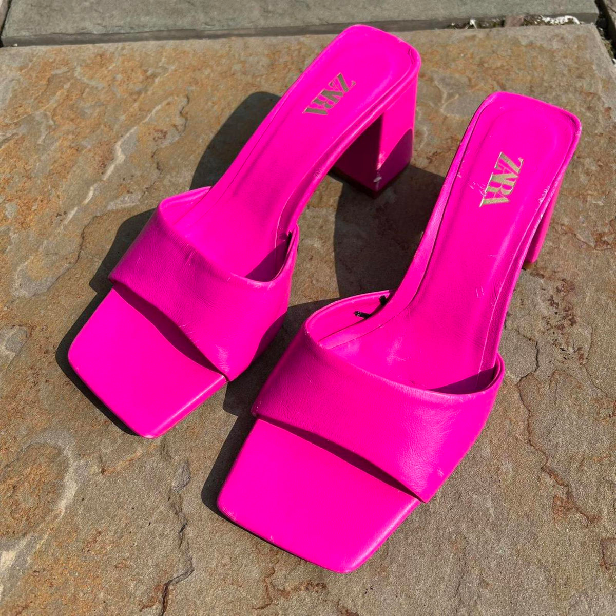 Hot Pink Mule Heels
