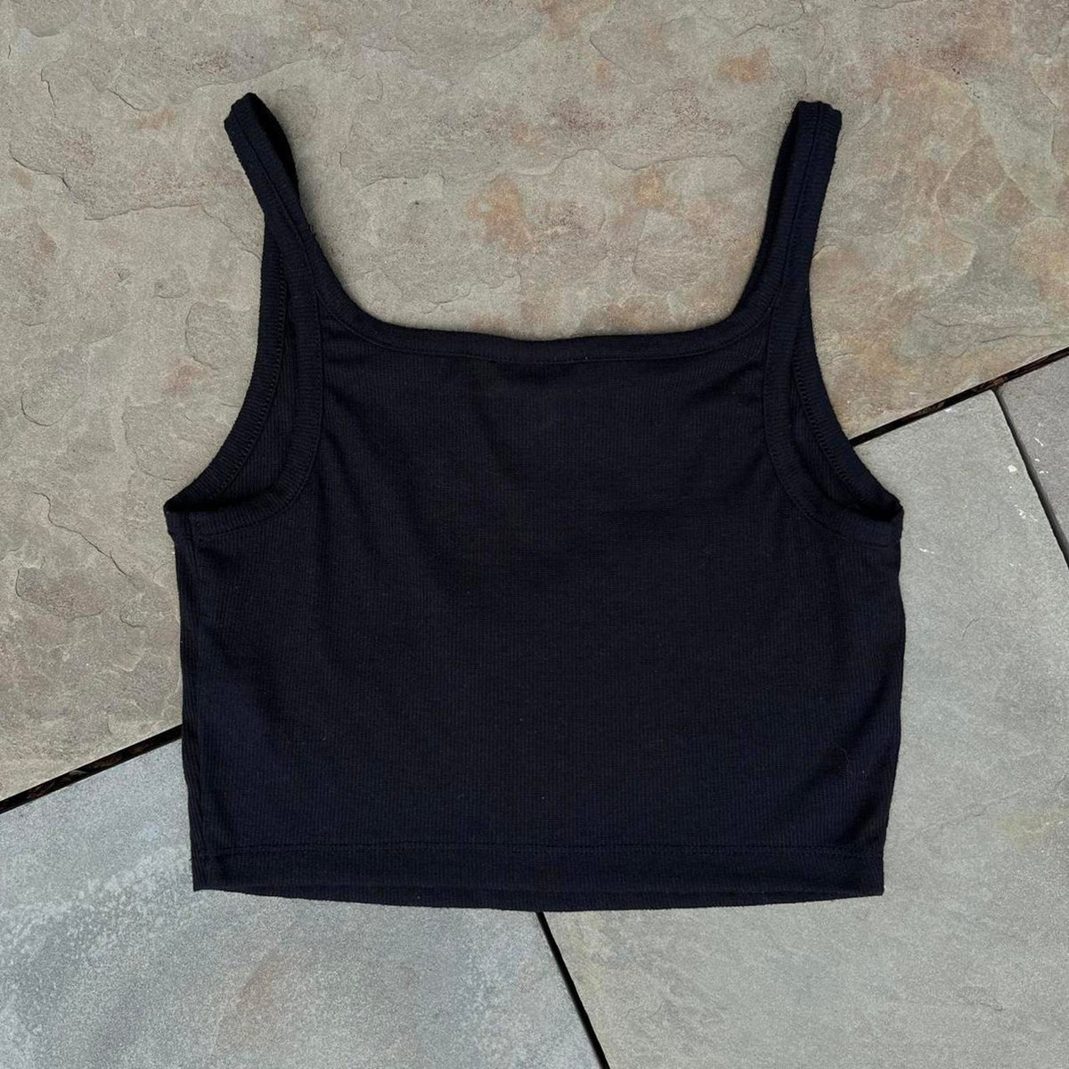 Black Knit Cropped Tank Top